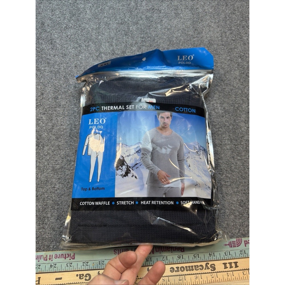 Leo Poldo 2pc Thermal set for men cotton waffle stretch heat retention Size  2XL